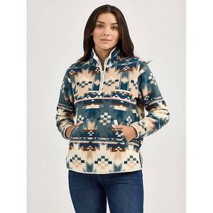 NWT Wrangler Retro Southwestern Print Sherpa Quarter Zip Pullover Womens XL